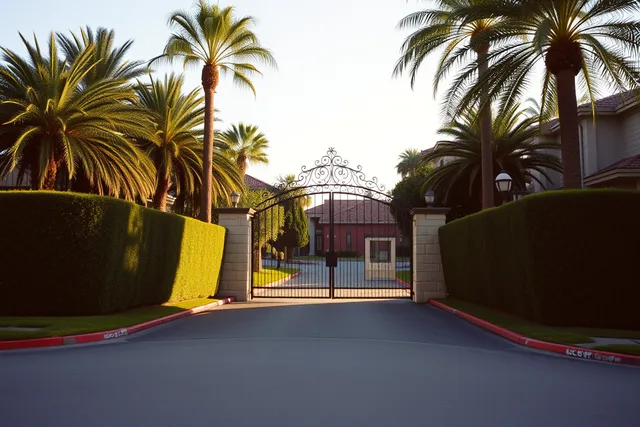Closed private gate at a celebrity gated community entrance. What to Check Before Buying in a Celebrity Gated Community