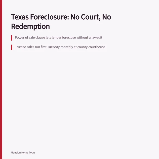 Texas courthouse steps where trustee foreclosure auctions are held monthly. What happens to a celebrity home after foreclosure in Texas?