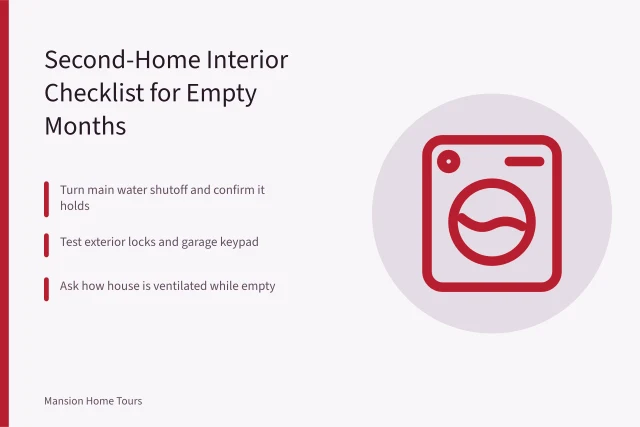 Checklist for second-home interior maintenance and shutoff valves. Celebrity Vacation Home Interiors: What Second-Home Buyers Should Notice