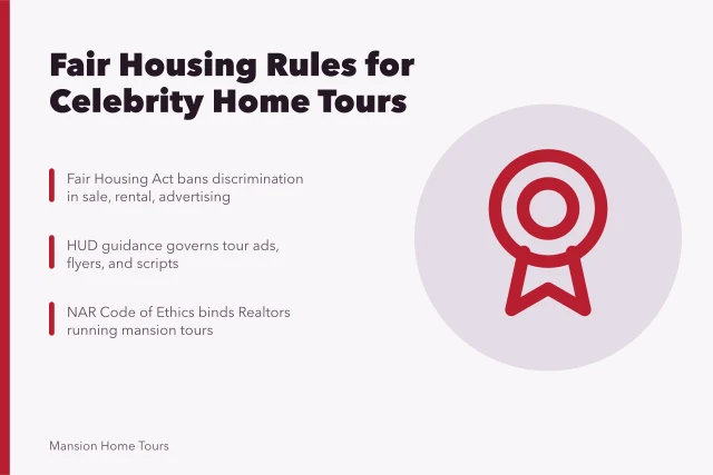 Fair Housing Act rules for celebrity home tours and real estate compliance. Fair Housing Act rules for touring United States celebrity homes