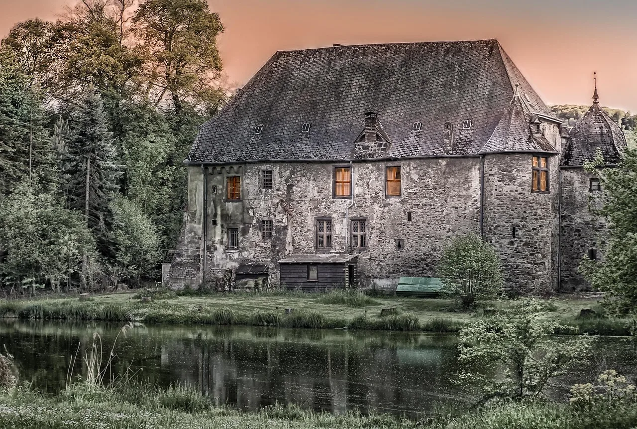 architecture, building, castle, old, krayerhof, andernach, wall, stone, slate roof, pond, house, stone house, historical, masonry, bricked up, lake, reflection, nature, landscape, castle, castle, castle, castle, castle, pond, house, house, house, house. How to judge a mansion: international homes by fit and quality