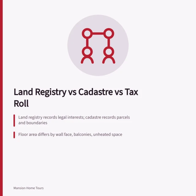 Comparison of land registry, cadastre and tax roll property records. International homes prices: land registry versus cadastre versus tax roll