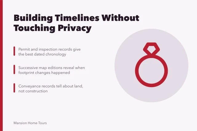 Card about assembling building timelines from permits, surveys, maps and fabric. A closer look at privacy-safe celebrity maps sales, updated for 2027