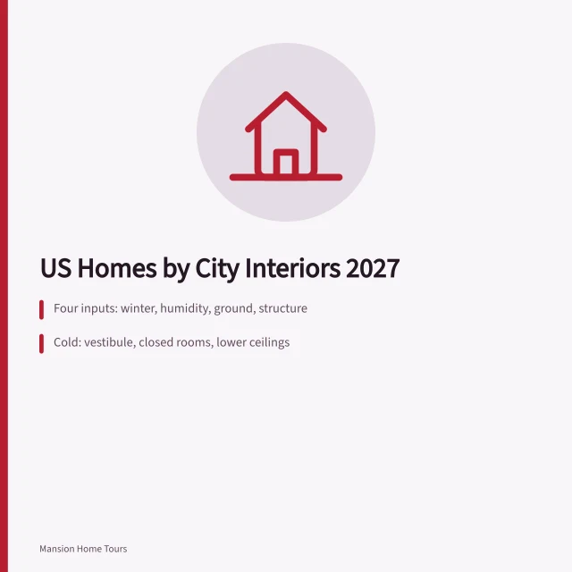 Regional US home interiors shaped by climate, ground, and structure. Making sense of US homes by city interiors in 2027