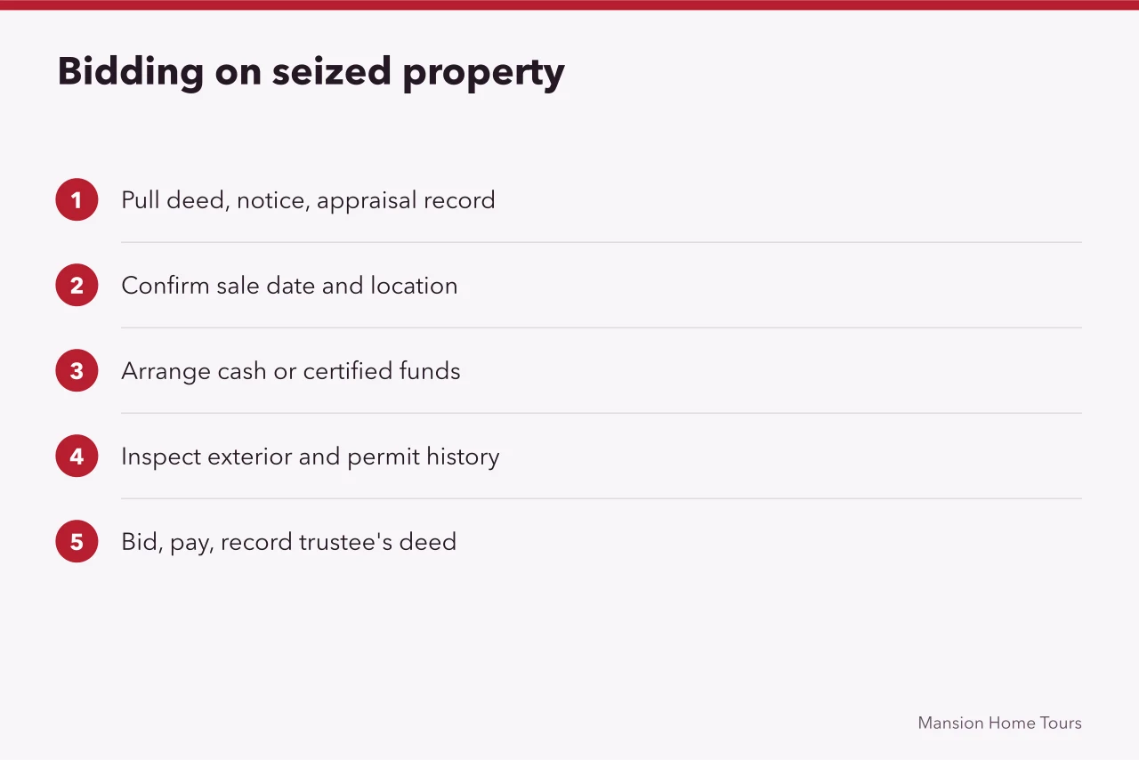 Six-step checklist for bidding on a Texas foreclosure auction property (What happens to a celebrity home after foreclosure in Texas?)