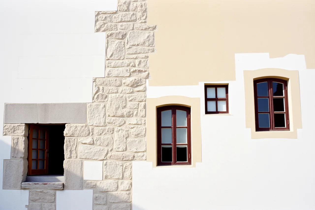 Blocked opening, changed stone and mismatched windows on one Hearst Castle wall (Mansions list: a dated, sourced directory)